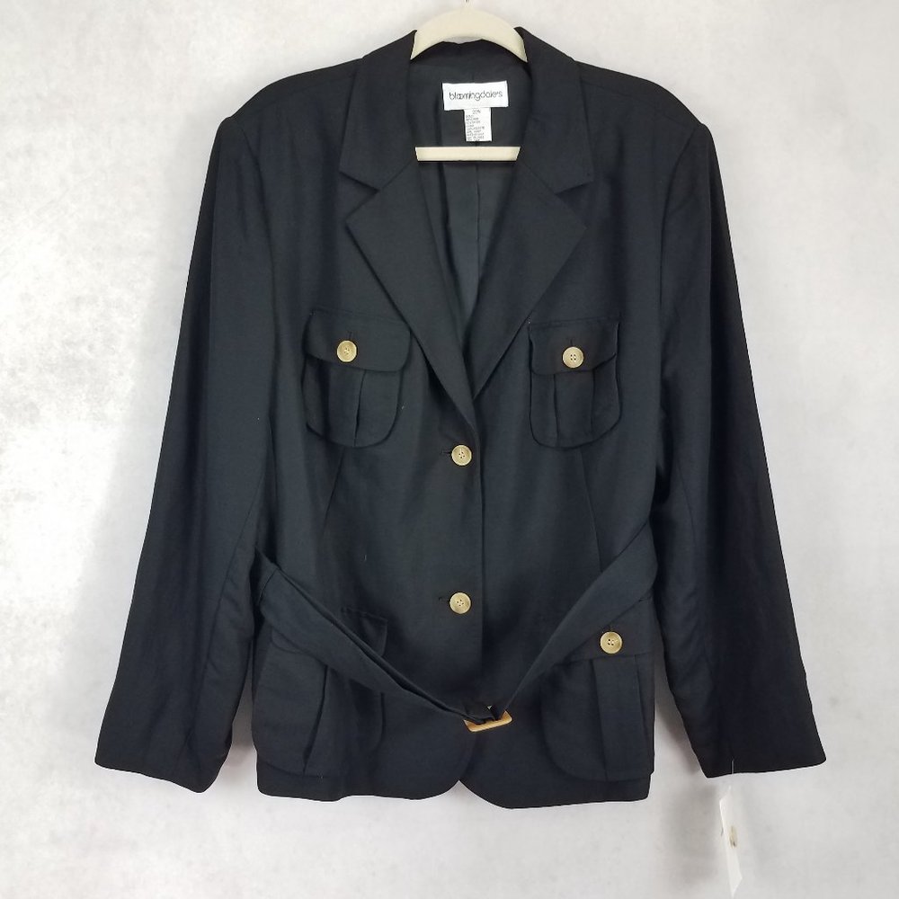 NEW Bloomingdale's 22W Lightweight Button up Blazer Suit Jacket Belted Linen